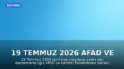 19 Temmuz 2026 AFAD ve Kandilli Verileri: Son Depremler Hakkında Bilgiler