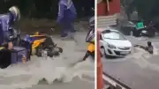 İstanbul Çekmeköy'de Sel Suları Motokuryeleri Zor Durumda Bıraktı