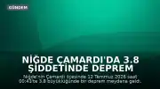 Niğde Çamardı'da 3.8 Şiddetinde Deprem Meydana Geldi