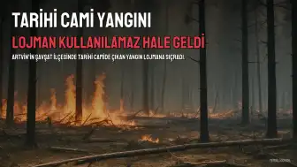 Artvin'in Şavşat İlçesinde Tarihi Cami ve Lojmanında Yangın Çıktı