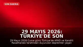 29 Mayıs 2026: Türkiye'de Son Depremler ve AFAD Verileri