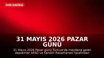 31 Mayıs 2026 Pazar Günü Türkiye'de Meydana Gelen Depremler: AFAD ve Kandilli Verileri