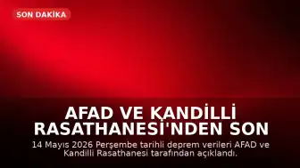 AFAD ve Kandilli Rasathanesi'nden Son Depremler Açıklaması: 14 Mayıs 2026