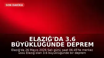 Elazığ'da 3.6 büyüklüğünde deprem meydana geldi