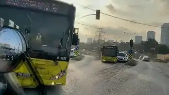 Kartal'da Kırmızı Işık İhlali: İETT Otobüsü Motosikletlinin Önüne Kırdı