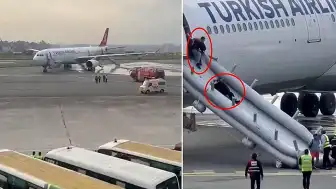 THY uçağında iniş sırasında yangın paniği: Yolcular tahliye edildi