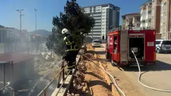 Bilecik'te Stadyum İnşaat Sahasında Yangın Meydana Geldi