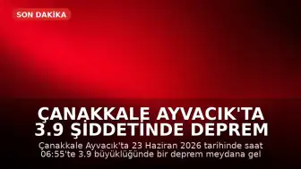 Çanakkale Ayvacık'ta 3.9 Şiddetinde Deprem Meydana Geldi