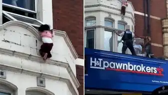 Londra'da Pencereden Düşen Çocuk Polis ve Bir Vatandaş Tarafından Kurtarıldı
