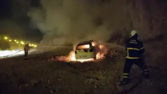 Siirt-Kurtalan Kara Yolunda Otomobil Yangını: Araç Kullanılamaz Hale Geldi