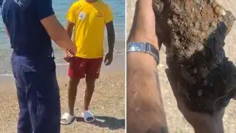Çanakkale Kepez'de Halk Plajında Patlamamış Askeri Mühimmat Bulundu