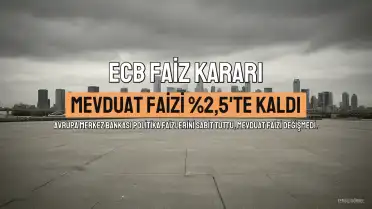 Avrupa Merkez Bankası Faizleri Sabit Tuttu, Mevduat Faizi Yüzde 2,5'te Kaldı