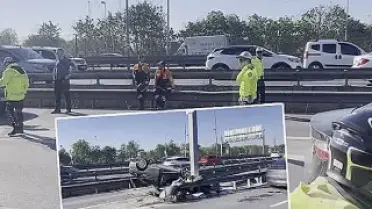 D-100 Karayolu'nda Otomobil Takla Attı