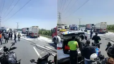 Esenyurt TEM Otoyolu'nda Tanker ve TIR Çarpıştı