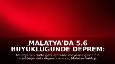 Malatya'da 5.6 Büyüklüğünde Deprem: Eğitime 1 Gün Ara Verildi