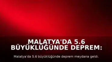 Malatya'da 5.6 Büyüklüğünde Deprem: Eğitime 1 Gün Ara Verildi