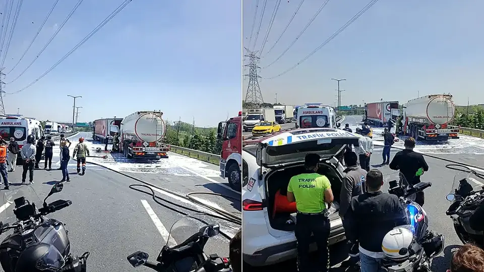 Esenyurt TEM Otoyolu'nda Tanker ve TIR Çarpıştı