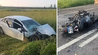 Bursa'da Trafik Kazası: Otomobil Tarlaya Uçtu, Elektrik Direğine Çarpan Motosiklet Sürücüsüyle Birlikte 4 Yaralı