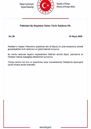 Dışişleri Bakanlığı'ndan Pakistan'daki Terör Saldırısına Kınama