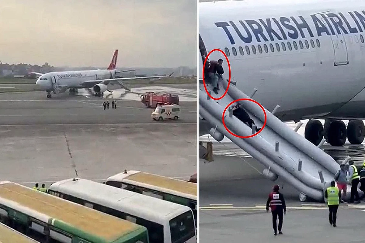 THY uçağında iniş sırasında yangın paniği: Yolcular tahliye edildi
