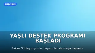 Yaşlı Destek Programı (YADES) 2026 başvuruları açıldı